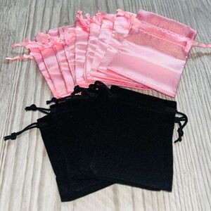 🛍️ Pink Satin & Black Velvet Small Bags Bundle Of 20 Brand New